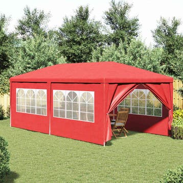 vidaXL Partytent 600 x 300 x 255 cm Rood PE en staal, Verzenden