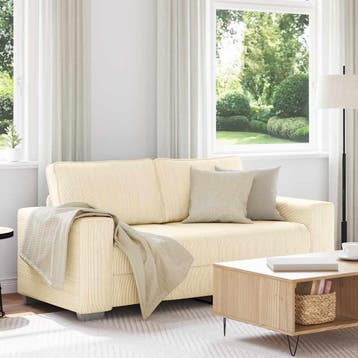 vidaXL Loveseat Sofa Crème 180x77x82 cm Corduroy Stof, Verzenden, Nieuw