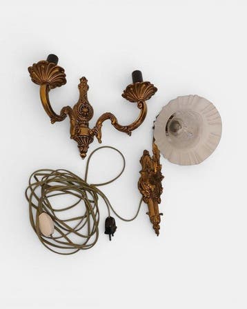 Wandkandelaar - Verguld brons - Wandlamp in goudbronze