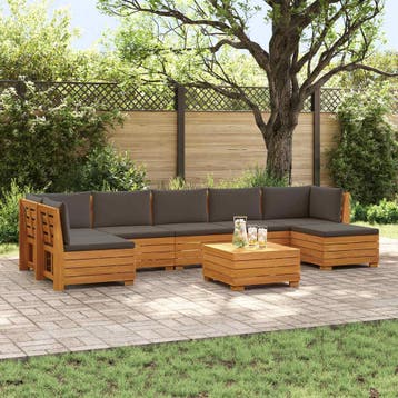 vidaXL 8 st Buiten bank set Massief Acacia Hout Bruin, Verzenden, Nieuw