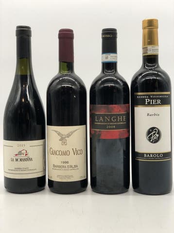 Mixed lot of 4 x 75cl reds from Piemonte (rood), Collections, Vins, Ophalen of Verzenden, Rode wijn