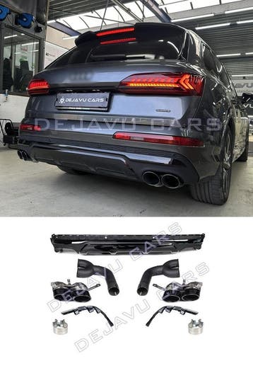 SQ7 Look Diffuser + Uitlaat tips voor Audi Q7 SUV S line SQ7, Ophalen of Verzenden