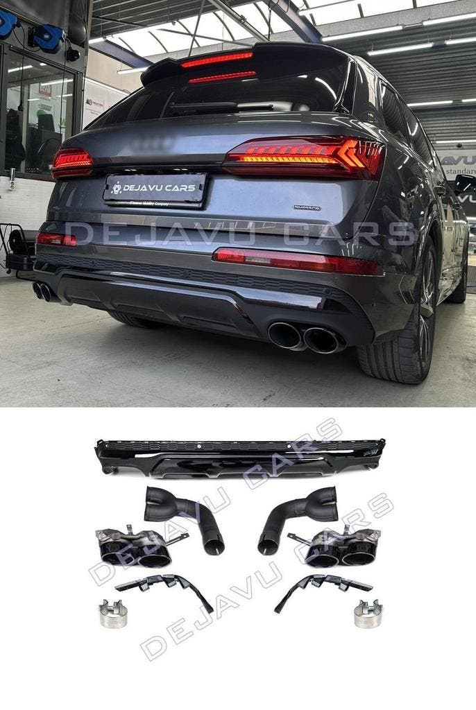 SQ7 Look Diffuser + Uitlaat tips voor Audi Q7 SUV S line SQ7, Auto diversen, Tuning en Styling, Ophalen of Verzenden