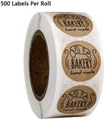 Sluitstickers bakery handmade rond etiket 2,5 cm rol 500, Nieuw