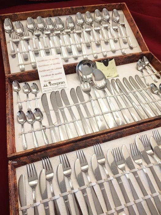 Inoxpran - Bestekset voor 12 personen (75) - Staal - INOX, Antiquités & Art, Antiquités | Meubles | Tables