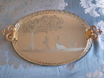 Dienblad - Glas, Hout, Metaal, Antiek en Kunst