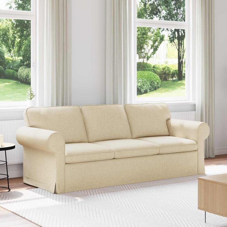 vidaXL bank / zetel Crème 215 x 82 x 80 cm Stof, Maison & Meubles, Canapés | Salons, Envoi
