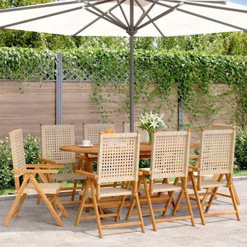 vidaXL Verstelbare klapstoelen, 8 stuks, beige, van, Tuin en Terras, Verzenden, Nieuw