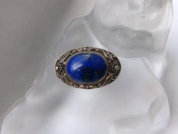Argent, Filigrane et lapis-lazuli - Broche - Style Art, Antiquités & Art