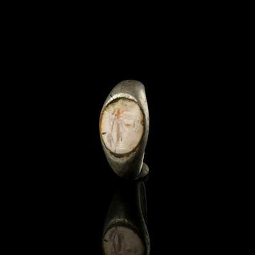 Oud-Romeins Zilver Zegelring, karneool-intaglio met Athene