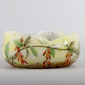 Daum Frères - Daum - Kom - Glas - Goji-bes, Antiek en Kunst