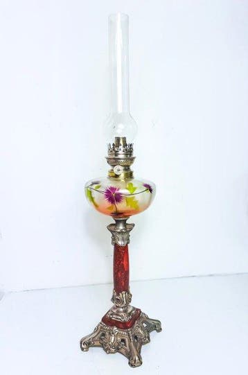 Kosmos Brenner - Lampe à pétrole - Plaqué(e) argent, Verre,, Antiquités & Art