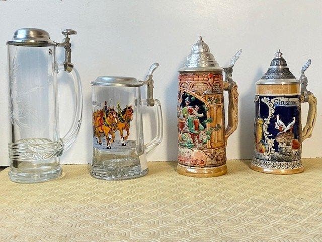 Chope de bière (4) - Céramique émaillée + Cristal, Antiquités & Art, Antiquités | Jouets