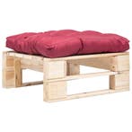 vidaXL Tuinpoef met rood kussen pallet hout naturel, Tuin en Terras, Verzenden, Nieuw