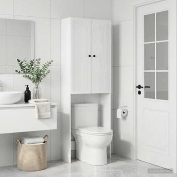 vidaXL Toiletkast EDE Hoogglans Wit 66 x 25,5 x 190 cm, Verzenden, Nieuw