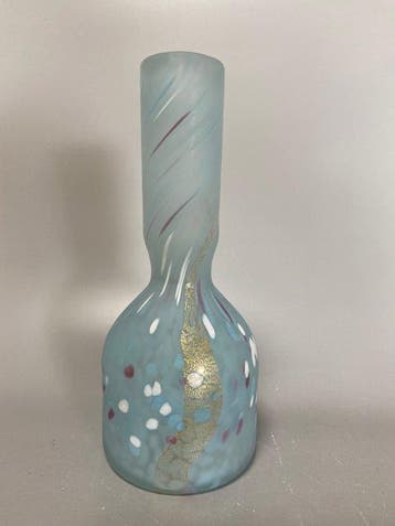 Vase - Verre - Japon - Vase en verre bleu givré par Kyohei, Antiquités & Art