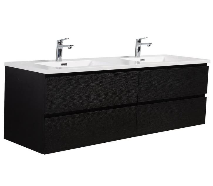 Badkamermeubel Set Angela 160 cm Zwart Houtnerf, Maison & Meubles, Salle de bain | Meubles de Salle de bain, Envoi