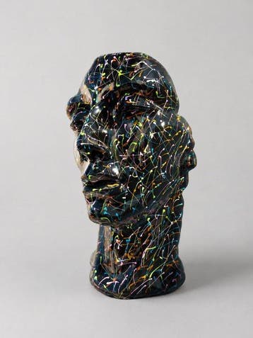 Statue, head black with color paint - 50 cm - polyrésine