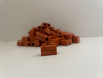 Lego Briques - Dark Orange, Modified 1 x 2 with Masonry