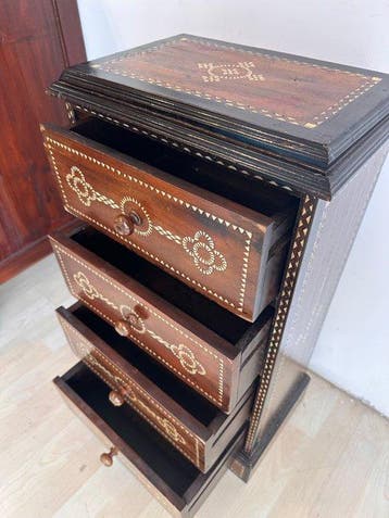 Kabinet - hard hout - Handgemaakte massiefhouten ladekast, Antiek en Kunst