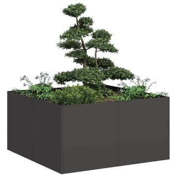vidaXL Plantenbak 80x80x40 cm koudgewalst staal zwart, Verzenden