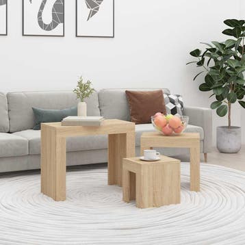vidaXL 3-delige Tafeltjesset bewerkt hout sonoma, Huis en Inrichting, Tafels | Salontafels, Verzenden, Nieuw