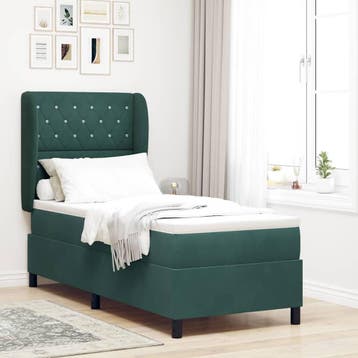 vidaXL Boxspring bed met hoofdeinde Donkergroen 200 x 80 cm, Maison & Meubles, Verzenden