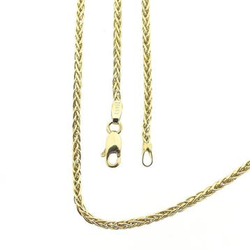 Gouden vierkante vossenstaart schakelketting, Ophalen of Verzenden, Gebruikt, Goud, Goud
