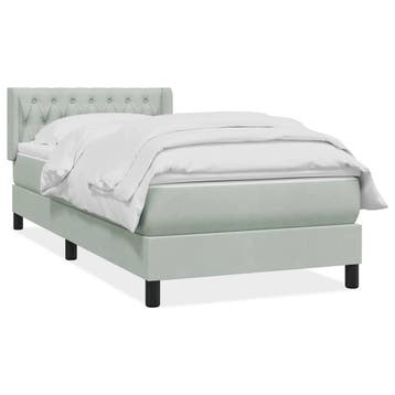 vidaXL Boxspring met matras fluweel lichtgrijs 90x220 cm, Verzenden, Nieuw