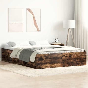 vidaXL Bedframe gerookt eikenkleurig 140x200 cm, Verzenden, Nieuw