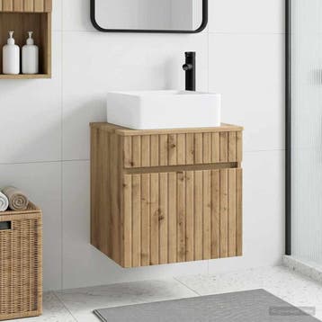 vidaXL Wandgemonteerde wastafelmeubel Artisanaal eiken 49 x, Verzenden, Nieuw