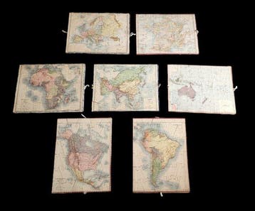 Bordspel - 7 oude puzzels uit de geografische atlas