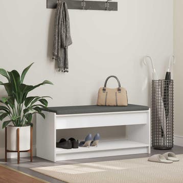 vidaXL Hallenbank Wit 103 x 38 x 45 cm Geengineerd Hout en, Verzenden
