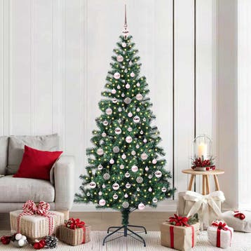 vidaXL Kunststof Voorverlichte Kerstboom Groen 210 cm PVC en, Verzenden, Nieuw