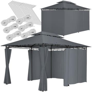 Luxe tuinpaviljoen Emine 4x3m met 6 zijdelen - antraciet, Tuin en Terras, Verzenden, Nieuw