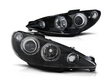 Koplamp units met Angel Eyes geschikt voor Peugeot 206, Verzenden