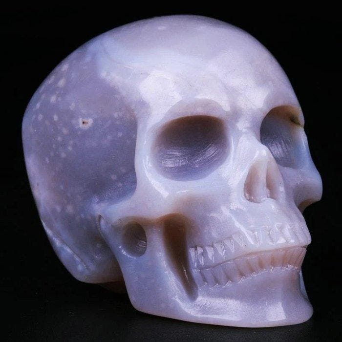 87g Sakura Achat-Skull · bloeiende stilte · Lavendel &, Collections, Minéraux & Fossiles