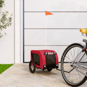 vidaXL Hondenfietstrailer oxford stof en ijzer rood en zwart, Verzenden