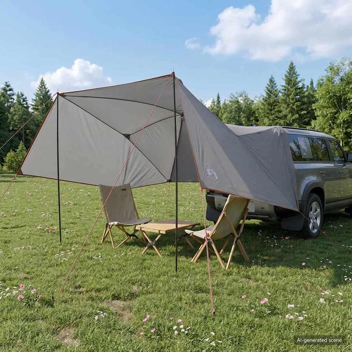vidaXL Auto Tent Grijs en Oranje 308 x 215 x 220 cm, Caravans en Kamperen, Tenten, Nieuw, Verzenden