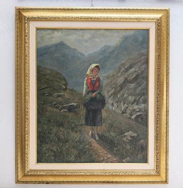 Italiaanse school (XX) - Giovane contadina in alta montagna