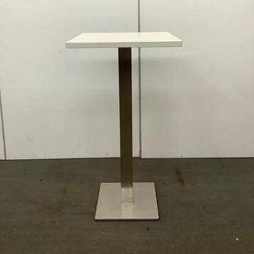 statafel op metalen poot, Hoogte 113 cm, Wit - RVS, Huis en Inrichting, Tafelonderdelen, Gebruikt
