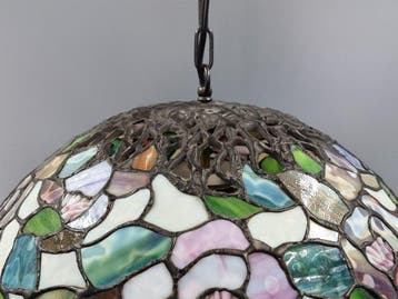 Tiffany-Stil – Hängelampe – Buntglas mit Rosen-Motiv - Lampe