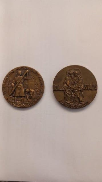 Italië. Lotto 2 Medaglie Bronzo 1966-1975 Paolo VI (Zonder