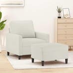 vidaXL Fauteuil met voetenbank 60 cm fluweel crèmekleurig, Huis en Inrichting, Zetels | Zetels, Verzenden, Nieuw