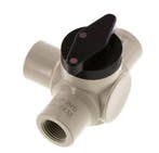 Robinet à boisseau sphérique 3 voies PP G 1/2 FKM Vacuum, Verzenden