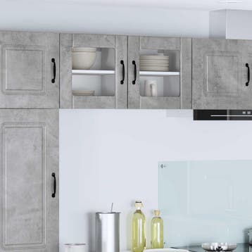 vidaXL Wandglas Kasten LUCCA 2 st Betongrijs Bewerkt hout, Huis en Inrichting, Verzenden, Nieuw