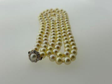 Collier - 14 carats Or rose Perle - Diamant