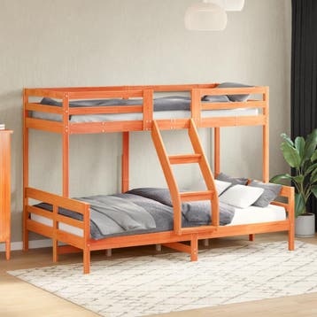 vidaXL Stapelbed massief grenenhout wasbruin 80x200/120x200, Verzenden, Nieuw