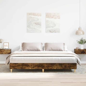 vidaXL Bedframe zonder matras hout gerookt eikenkleurig, Verzenden, Nieuw