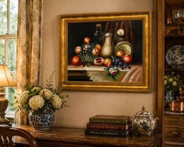 K. White (XX) - Classical Still Life with Fruit, Grapes &